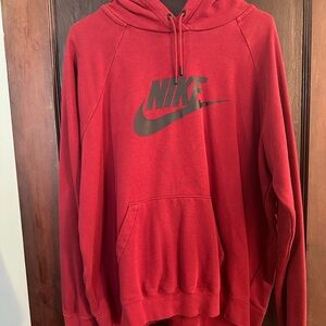 Nike Red Sweatshirt with Swoosh Logo and Hood